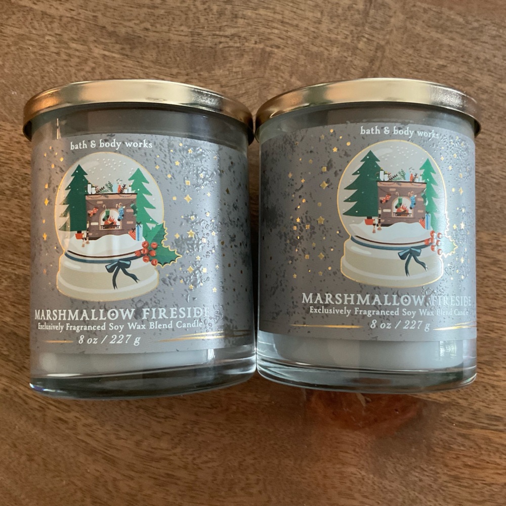 Bath & Body Works Marshmallow Fireside Candle Duo - Gray and Gold